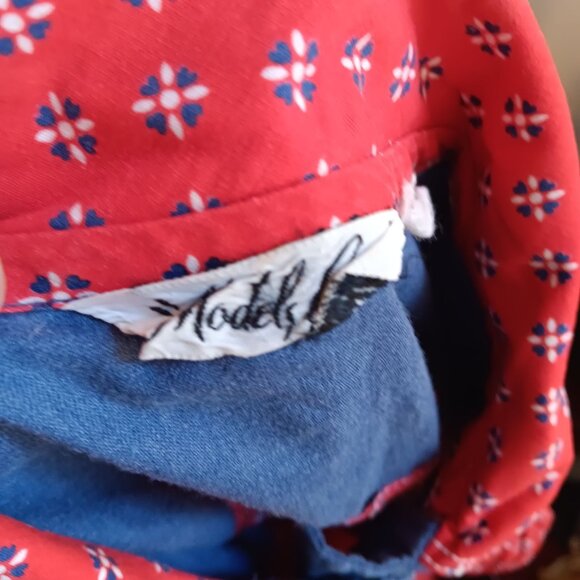 Vintage Large Country House Dress Models Coat Snap-Up Chambray Granny Pockets - Picture 5 of 8